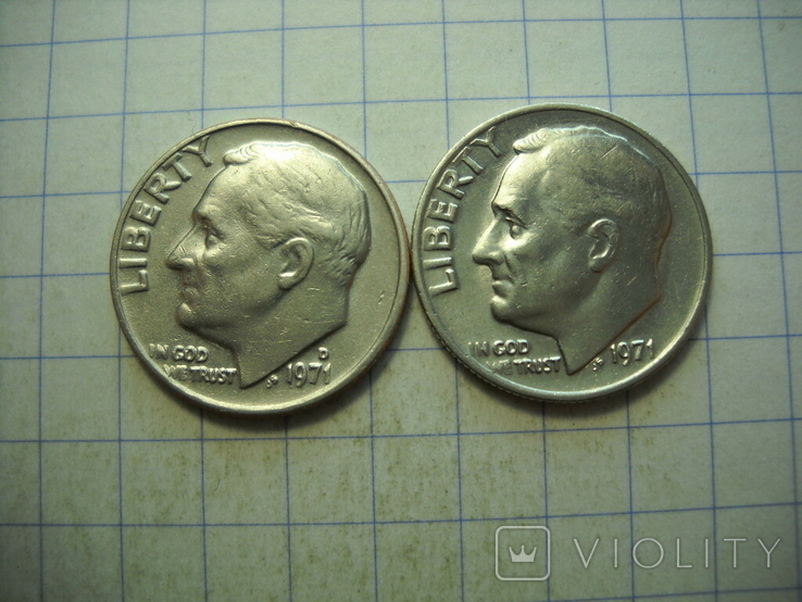 США, 10 центов 1971 г. 2 шт.