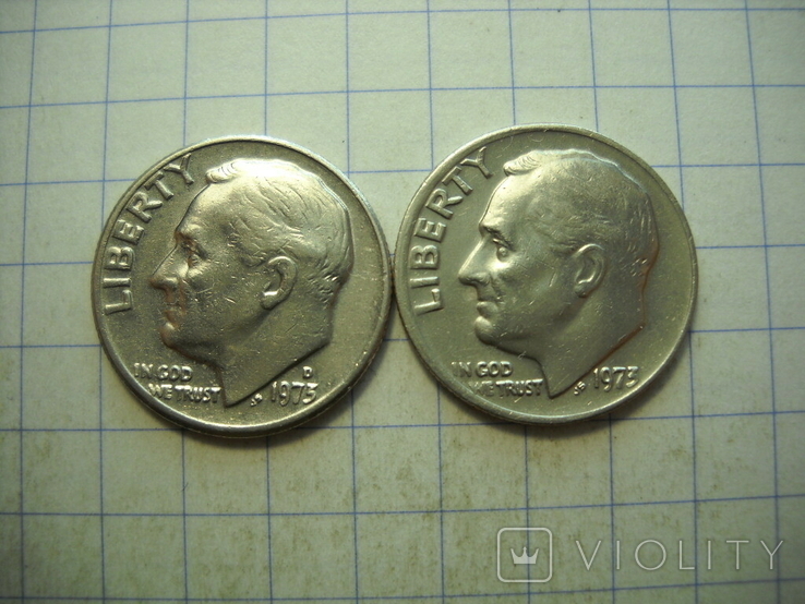 США, 10 центов 1973 г. 2 шт.