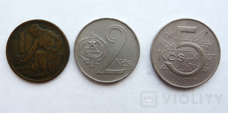 1970-1983 Чехословакия 1, 2 и 5 крон, фото №2
