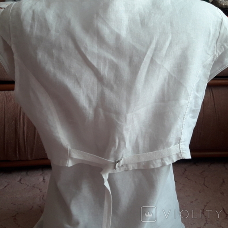 Лёгкая женская белая жилетка с перламутровыми пуговицами, Италия, фото №6
