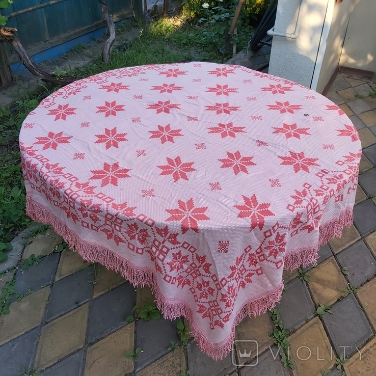 Vintage tablecloth with fringe USSR 135 * 135 cm, photo number 2