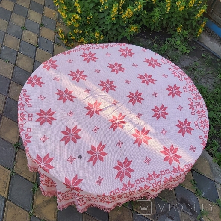 Vintage tablecloth with fringe USSR 135 * 135 cm, photo number 13