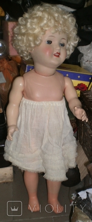 Большая старинная кукла папье-маше с зубками (на резинках. с подвижными глазами). СССР, фото №9