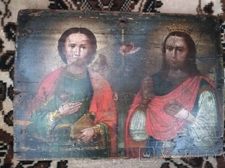 Икона св. Пантелеймон и  св. Варвара, фото №2