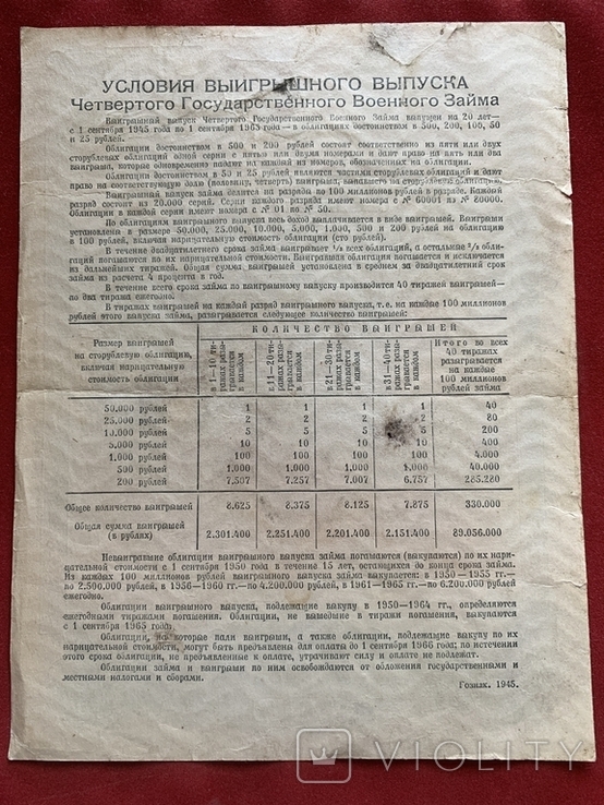 100 рублей 1945 облигация, фото №3