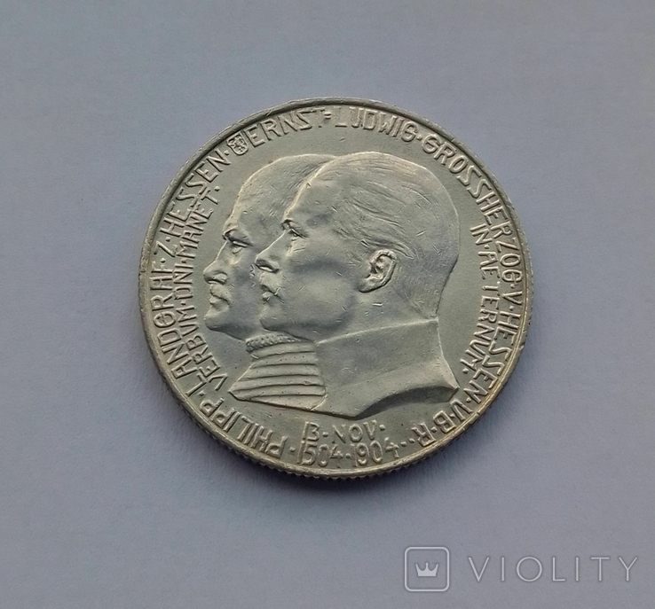 1904 г - 2 марки Германия,Гессен,серебро, фото №4