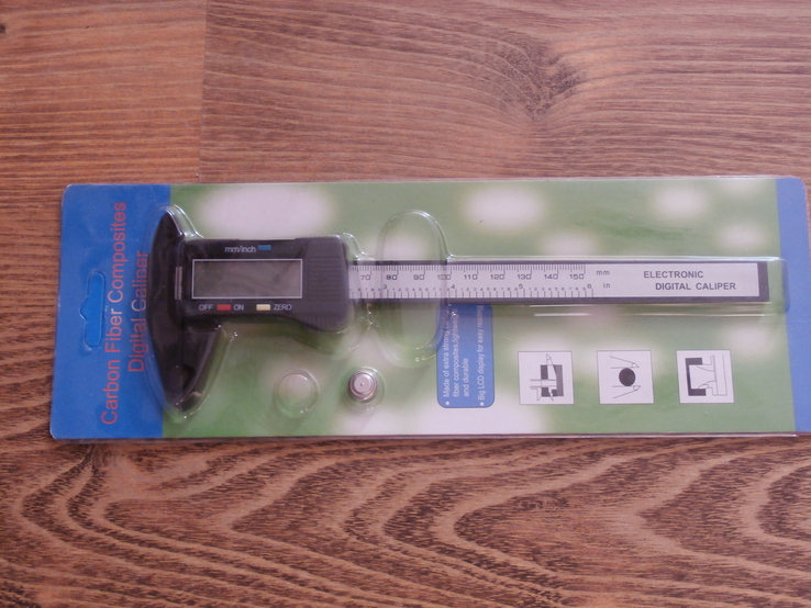 Штангенциркуль электронный 0-150 мм с глубименомером LCD Микрометр Carbon, фото №2