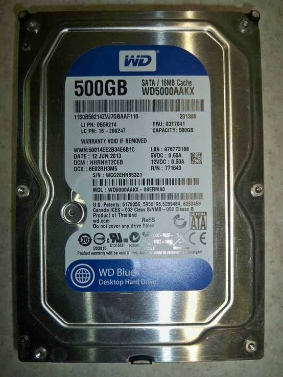 Продам жёсткие диски, винчестер, HDD 500 Гб WD5000ААКХ Blue