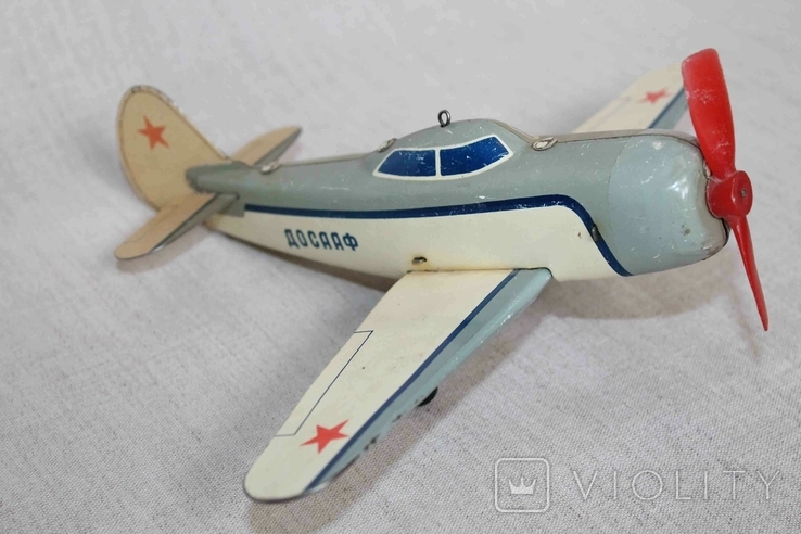Самолёт ДОСААФ. Заводная игрушка СССР, фото №8