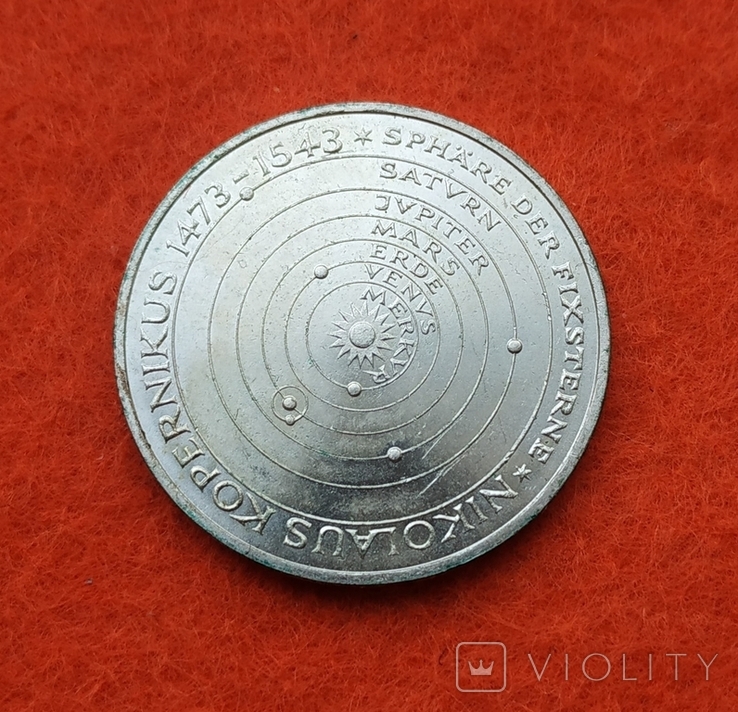 Германия ФРГ 5 марок 1973 серебро Николай Коперник