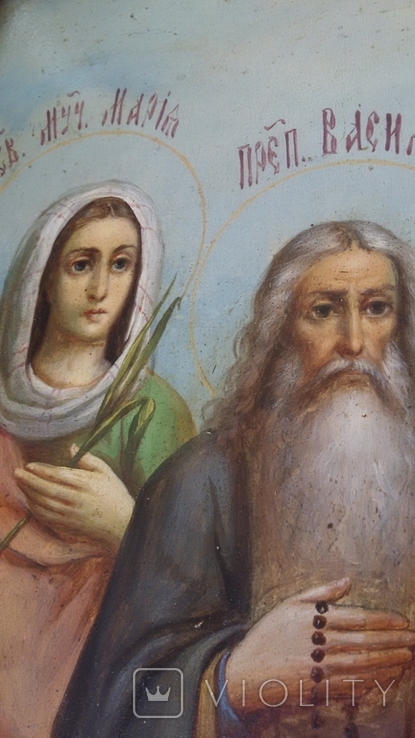 Икона большая св Мария св Василий св Николай св Евдокия, фото №11