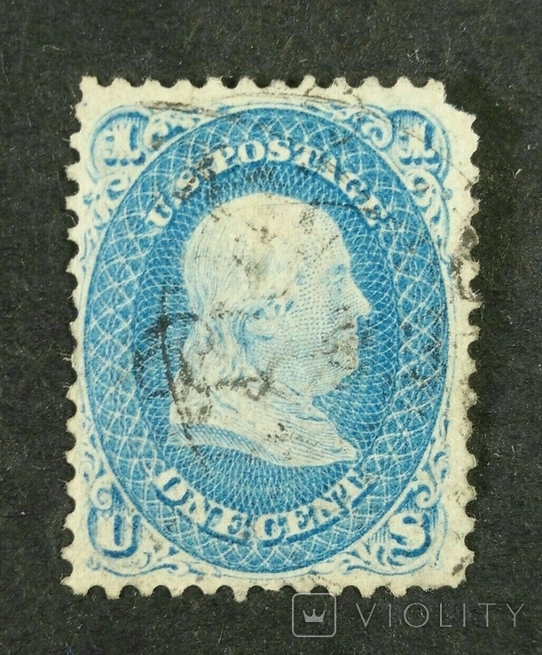 Почтовая марка США Франклин 1 Цент, фото №2