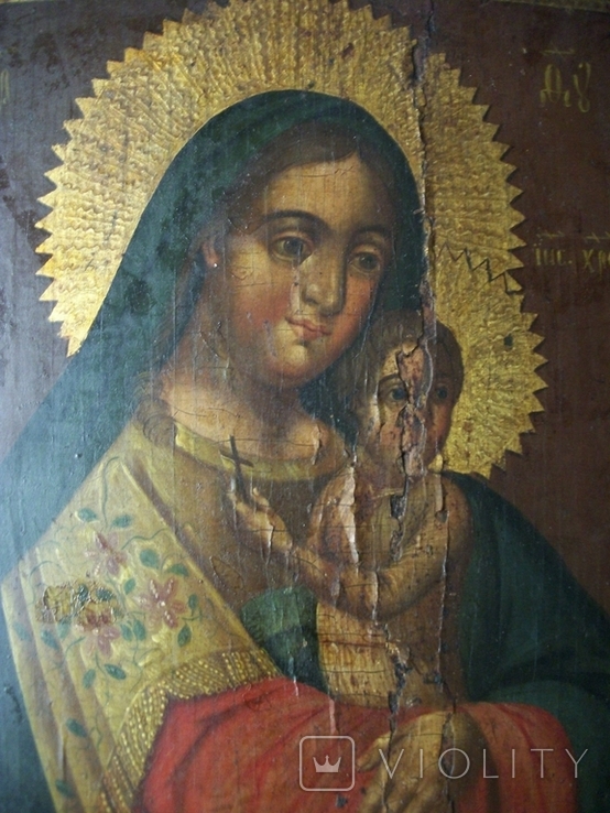 21Т25 Икона Дева Мария, Иисус Христос. Дерево, письмо. Размер 24*32*1,5 см, фото №4