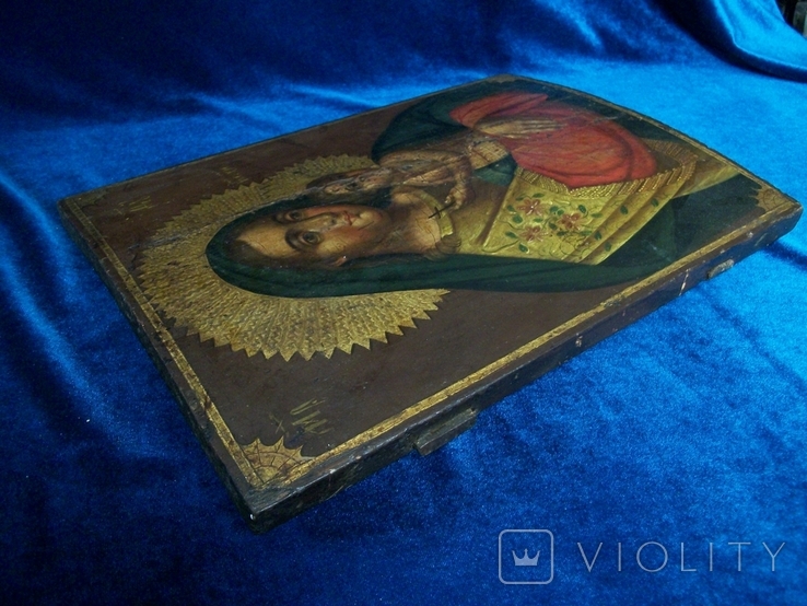 21Т25 Икона Дева Мария, Иисус Христос. Дерево, письмо. Размер 24*32*1,5 см, фото №6