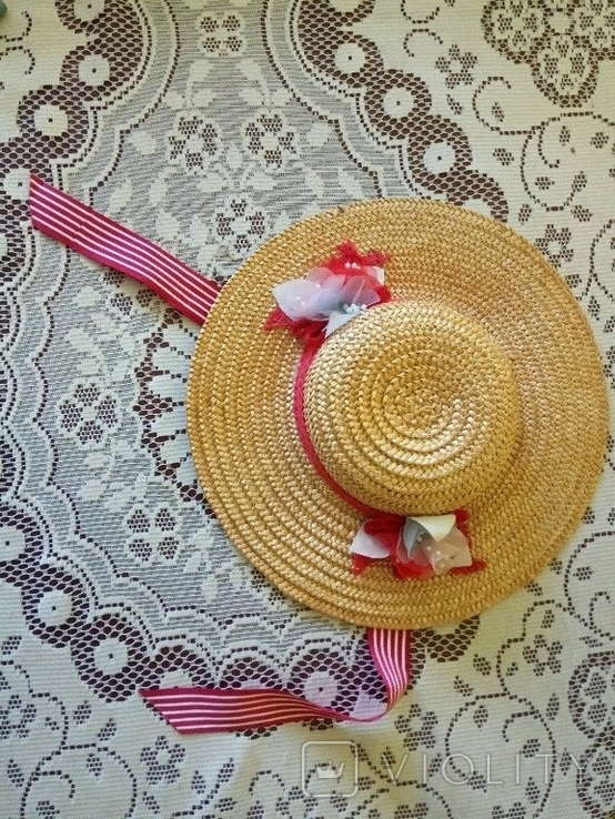  Соломенная шляпа с цветами для куклы Германия, фото №2