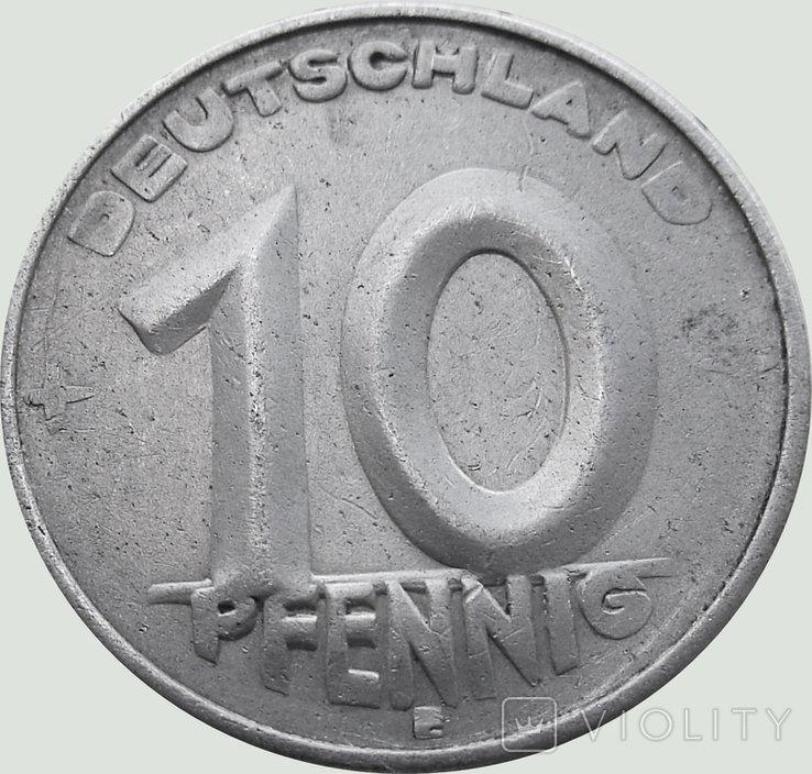 30. Germany - GDR 10 pfennig, 1950.Mark mondvor: "E" - Muldenhütten, photo number 2