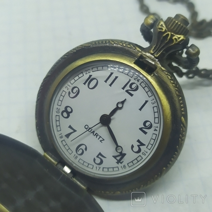 Кварцовий годинник - медальйон на ланцюжок Будди, фото №3