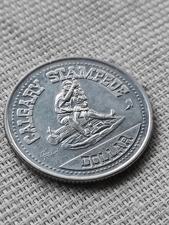 Монета 1 торговый доллар Жетон Токен Медаль 1980 год. Седло. Лошадь Ковбой Канада, фото №5