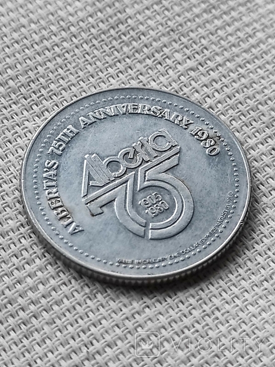 Монета 1 торговый доллар Жетон Токен Медаль 1980 год. Седло. Лошадь Ковбой Канада, фото №6