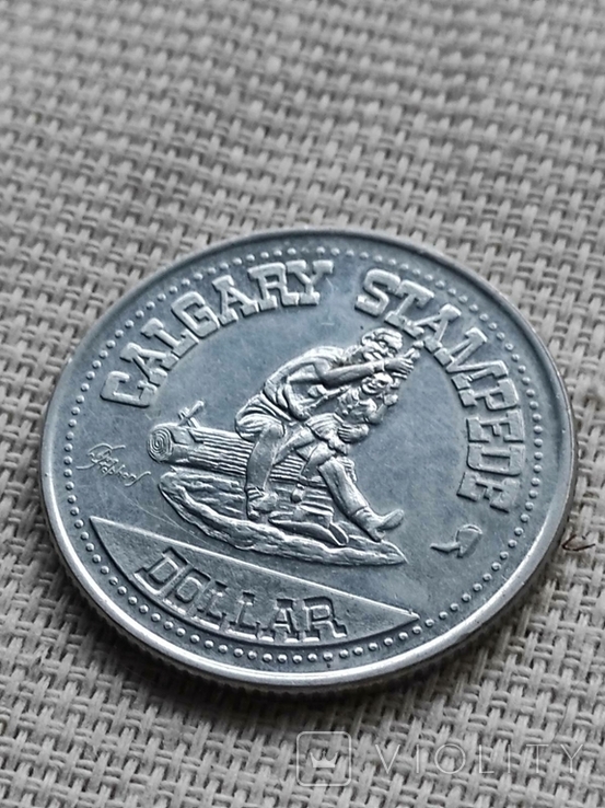 Монета 1 торговый доллар Жетон Токен Медаль 1980 год. Седло. Лошадь Ковбой Канада, фото №9