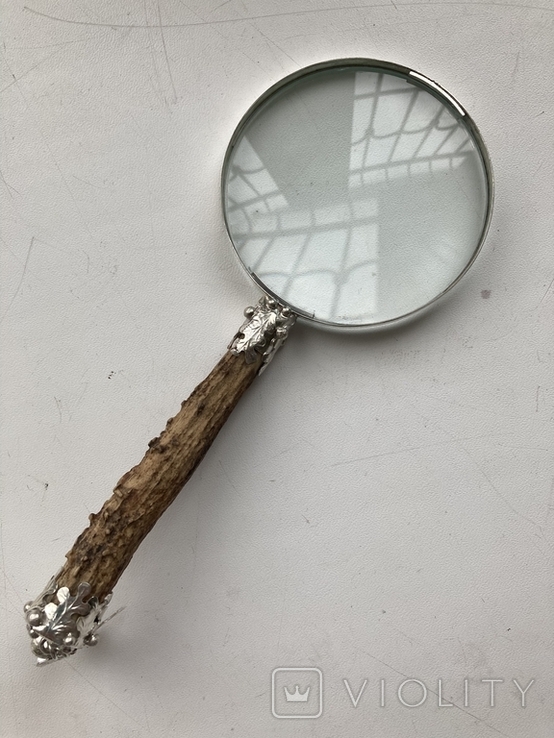 Серебряная лупа с ручкой из рога, фото №4