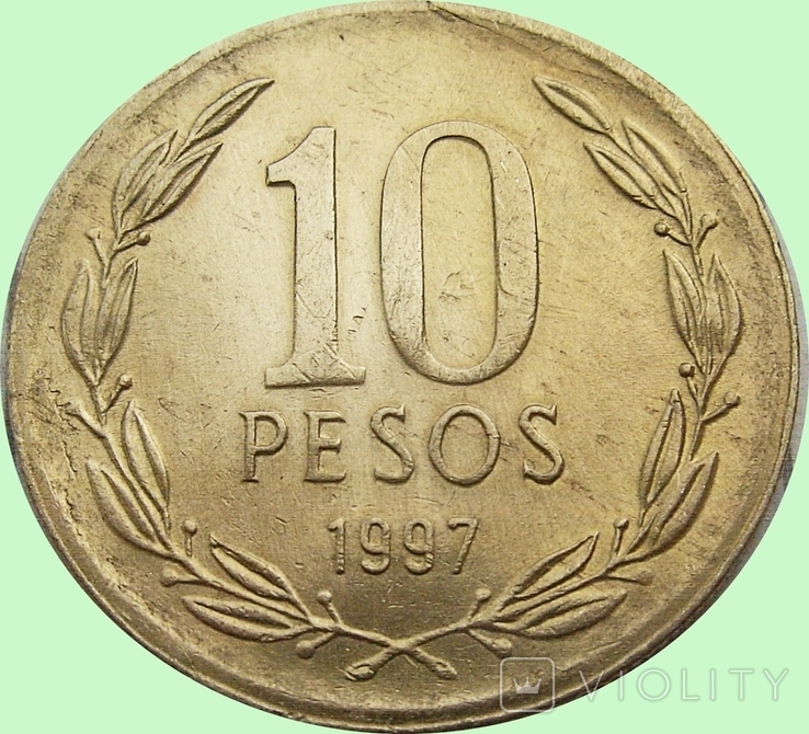 160.Чили 10 песо, 1997 год, фото №3