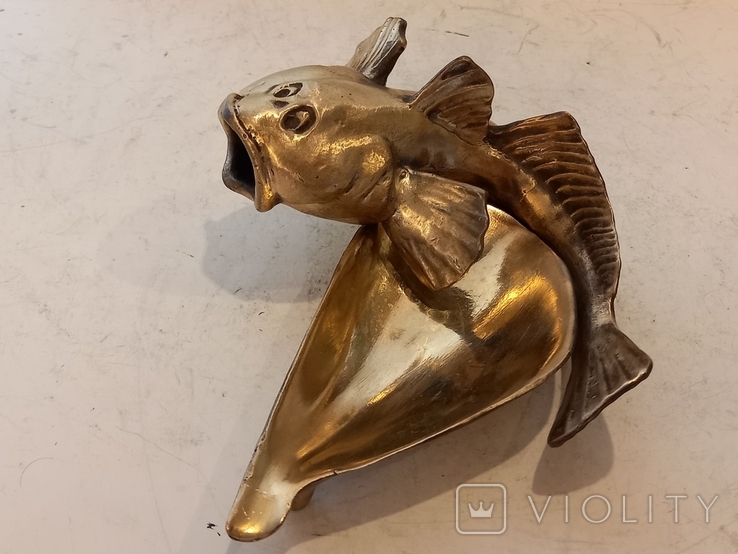 Бронзовая статуэтка, пепельница Нимор Морской бычок, бронза или латунь, фото №3