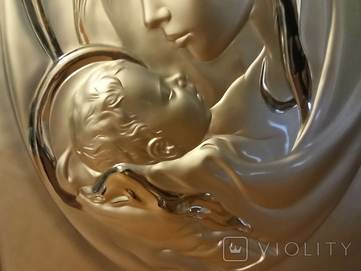 Икона Божией матери с младенцем. Серебро 925 проба. Италия. 40 на 33., фото №4
