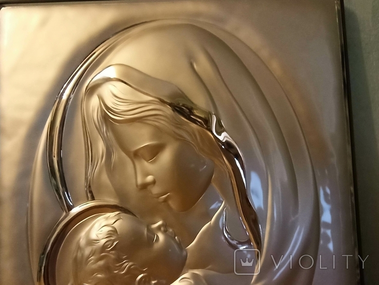 Икона Божией матери с младенцем. Серебро 925 проба. Италия. 40 на 33., фото №5