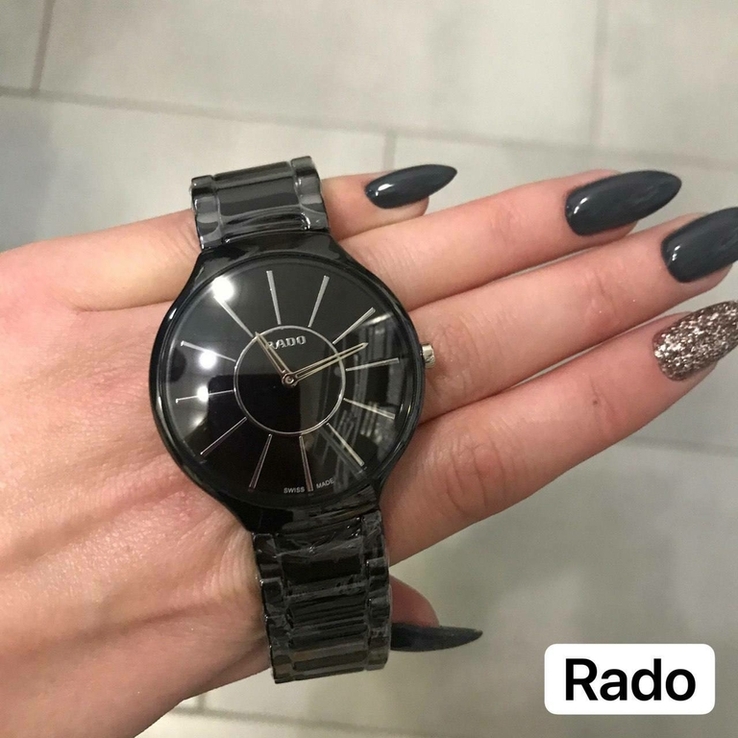 Наручные часы женские Rado True Thinline Ceramic Black-Silver, фото №4
