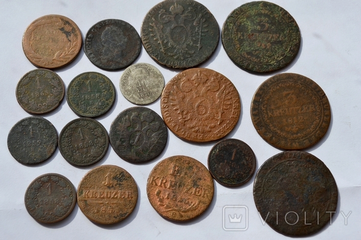 Монеты Австрии и Австро-Венгрии 1,3,6,10 крейцеров период 1780-1885 гг.