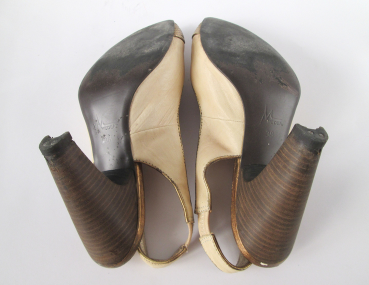 Б/У Босоножки женские закрытые с острым носком на каблуке Натуральная кожа MEDEA, photo number 13