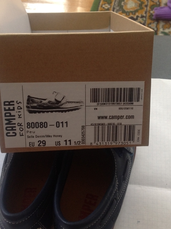 Новые кожаные туфли фирмы "Camper " в коробке, темно -синего цвета, размер 29, photo number 10