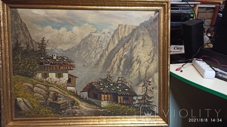Картина "Австрийские Альпы", масло, 79х59 см, XIX в, Schottner, Германия., фото №10