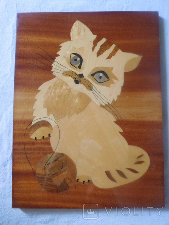 Painting souvenir CAT of the USSR intarsia, photo number 2