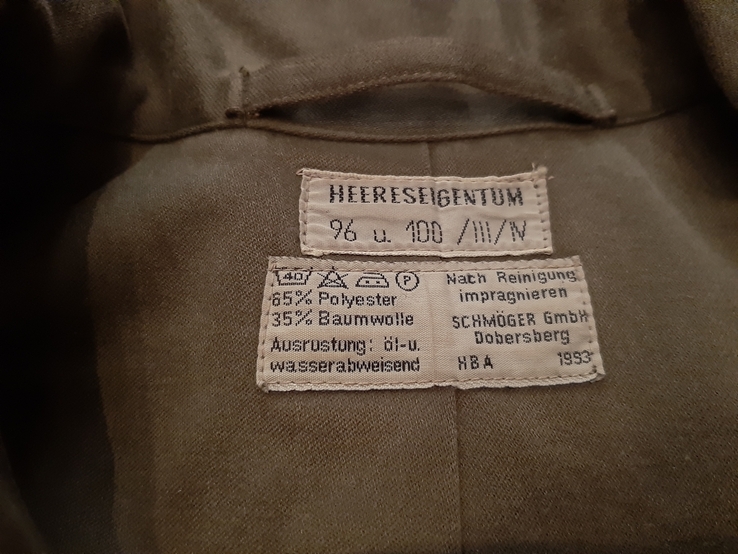 Куртка военная М65 BUNDESHEER(Heereseigentum)-Австрия. 96u.100/lll-lV, фото №6