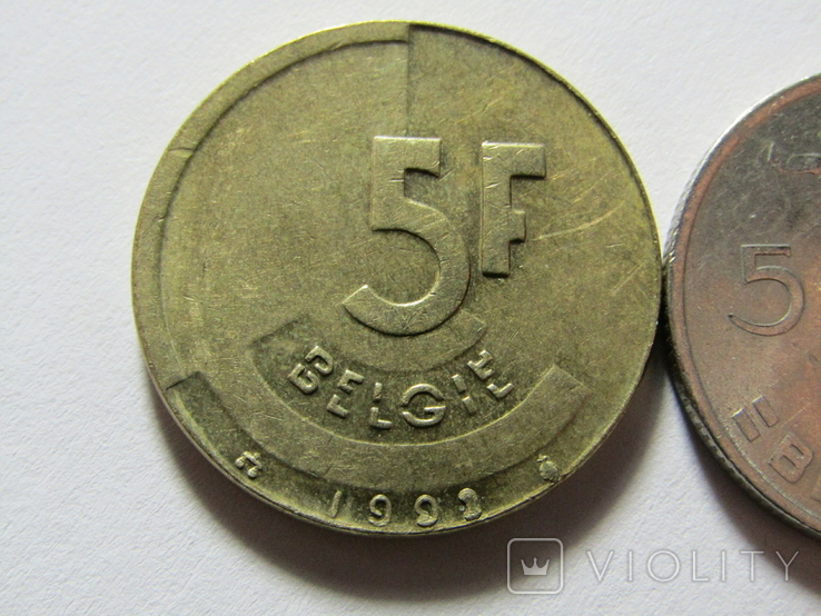 5 франків Бельгія 2 шт., фото №3