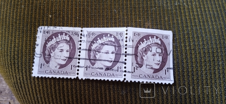 Канада марка 1 цент с Элизабет, фото №3