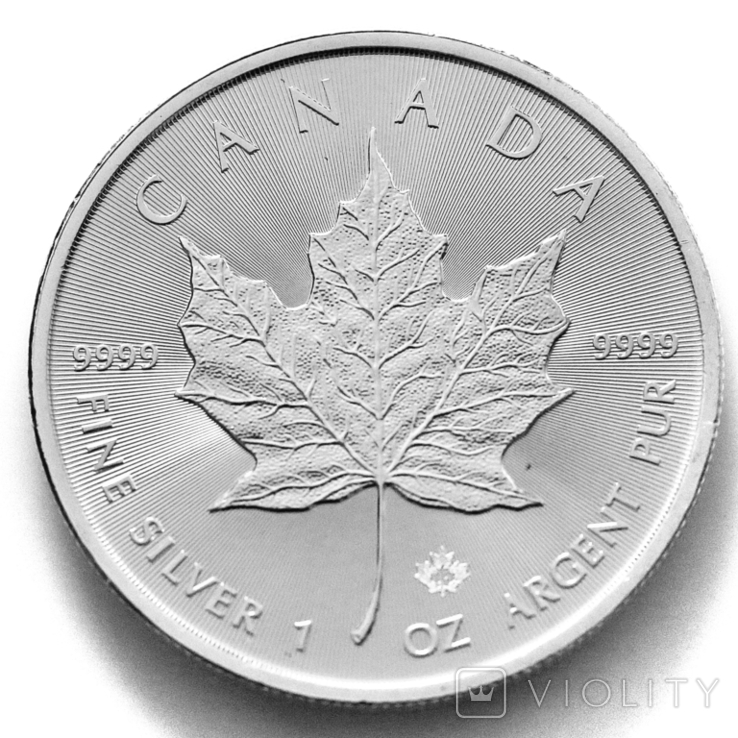 5 долларов. 2021. Кленовый лист. Канада (серебро 9999, вес 31,1 г), фото №2