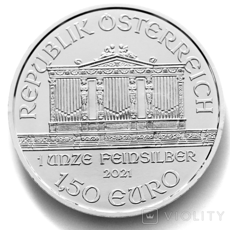 1,5 евро. 2021. Филармония (Филармоникер). Австрия. (серебро 999, вес 31,1 г), фото №3