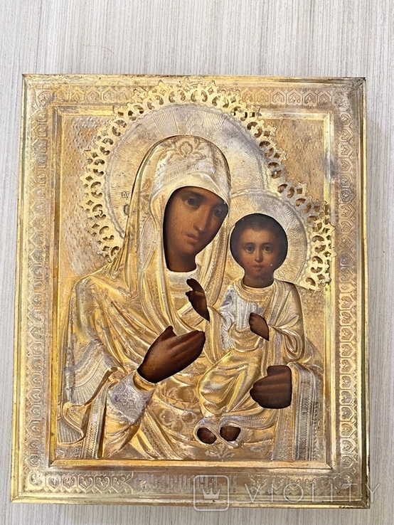 Икона Божьей Матери в серебряном окладе 84, в киоте, фото №11