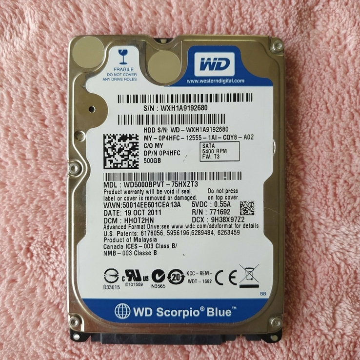 Жёсткий диск Western Digital 2.5" (WD5000BPVT-75HXZT3)., numer zdjęcia 2