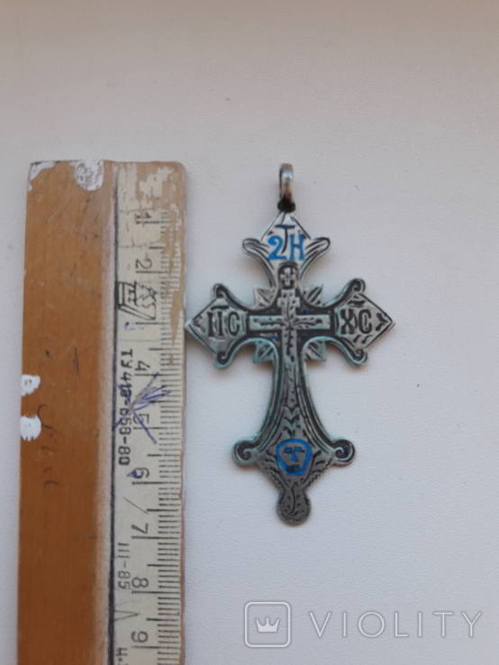 Нательный крест в эмалях, серебро 84. 2., photo number 7