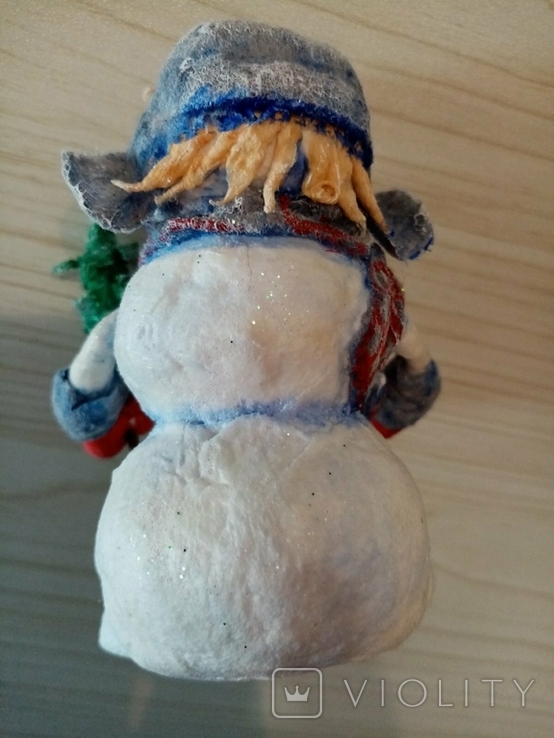 Винтажная новогодняя игрушка 1шт ''Снеговичек в шляпке", фото №5