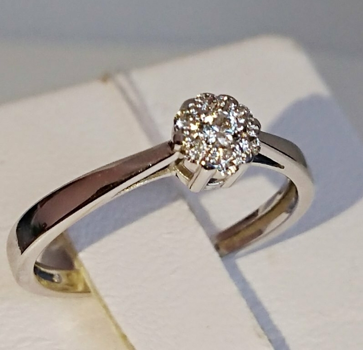 Кольцо каблучка Малинка помолвка бриллиант діамант золото 585 15,5р, фото №9
