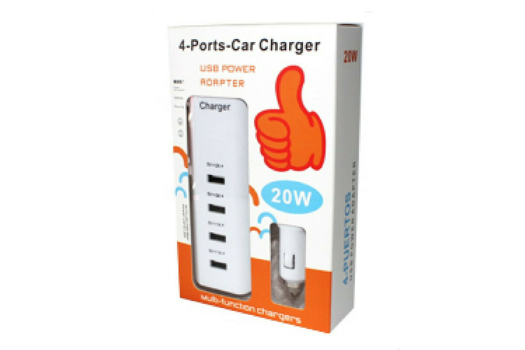 Автомобильное зарядное устройство Post Car Charger на 4 телефона.
