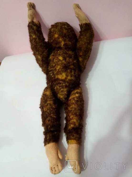 Старинная обезьяна солома 50см игрушка ГДР, фото №3