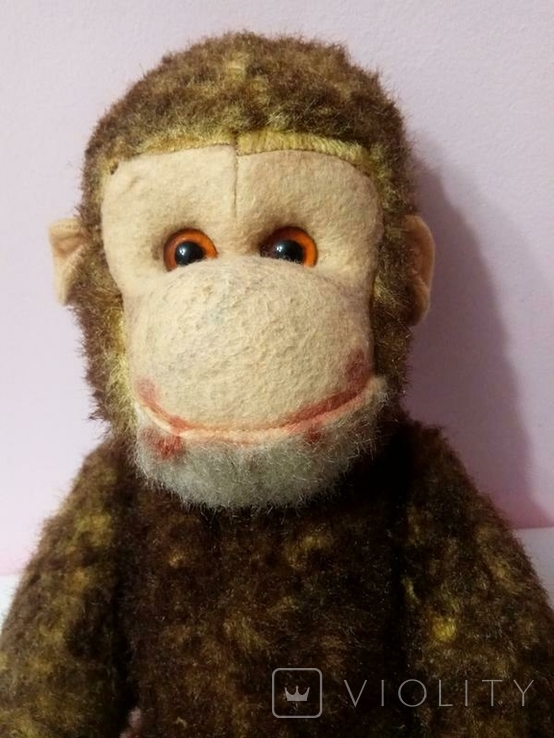 Старинная обезьяна солома 50см игрушка ГДР, фото №6