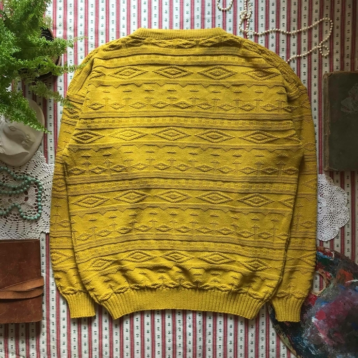 Яркий желтый свитер ретро винтаж хлопок Ron Harper размер 48-50, фото №11