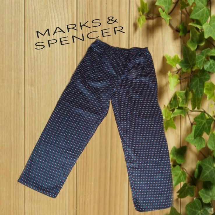 MarksSpencer Хлопковые красивые пижамные мужские брюки т. синие в принт, фото №3